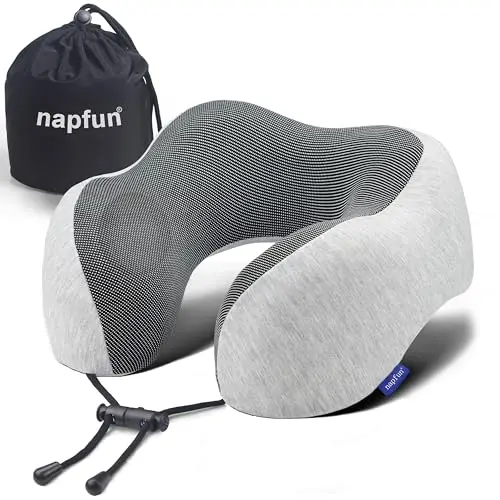 napfun light grey memory foam travel neck pillow