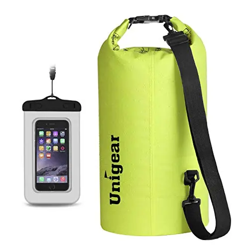Unigear Yellow Dry Bag with a single adjustable shoulder strap.