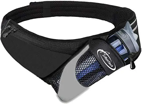 AiRunTech running hydration waist belt with water bottle holder and pockets