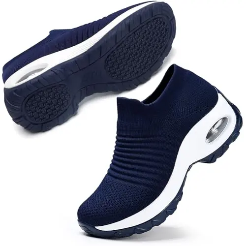 STQ women's slip-on walking shoes with knit upper and arch support