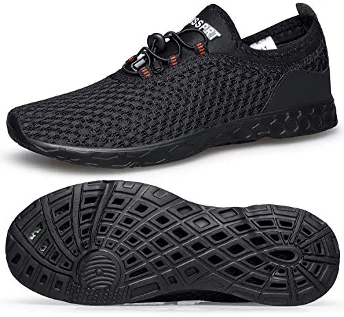 DOUSSPRT men's all-black quick-dry aqua shoes