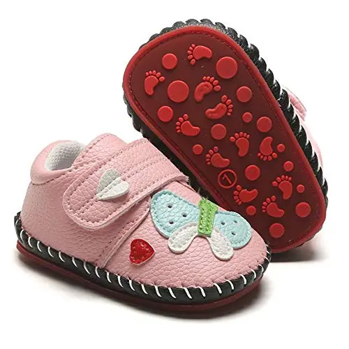 HsdsBebe Pu leather baby walking sneakers with cartoon animal design