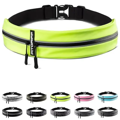 Fitgriff Running Belt in Neon Yellow, worn around the waist