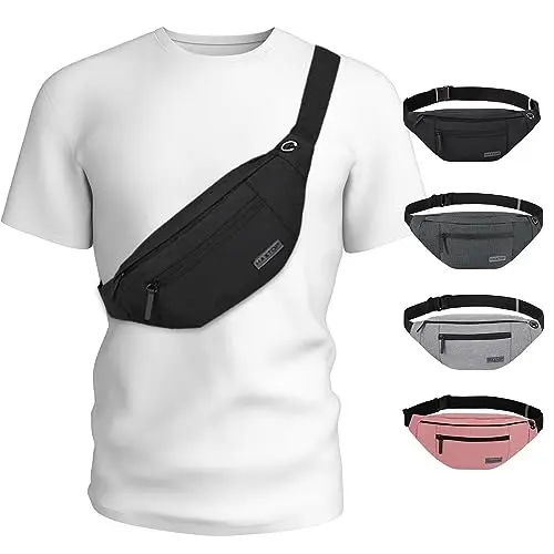 MAXTOP large black fanny pack worn across the chest
