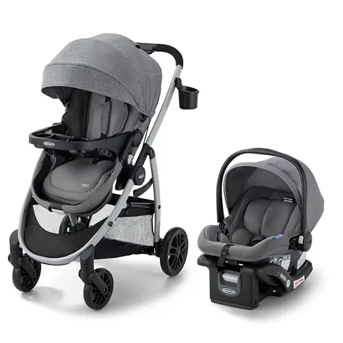 Graco Modes Pramette Travel System in Ellington, showing stroller in pramette mode with reversible seat.