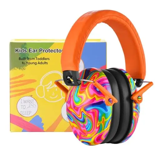 PROHEAR orange graffiti style kids ear protection with bag