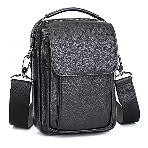 Augus genuine leather small crossbody messenger bag for men