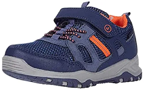 Stride Rite Artin 2.0 athletic shoe in navy blue, showing the hook-and-loop strap and perforated fabric