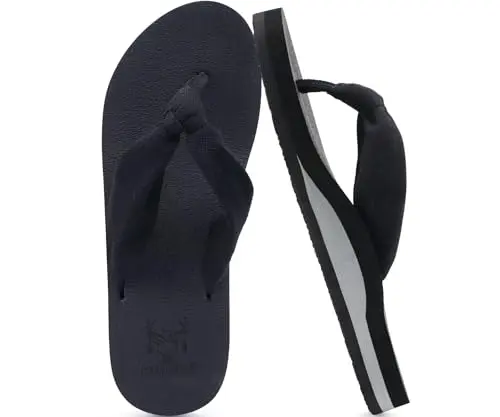 KuaiLu Women's Flip Flops with arch support and cushioned yoga mat footbed