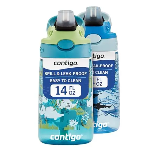 Contigo Aubrey Kids Water Bottle with dinosaur and shark designs
