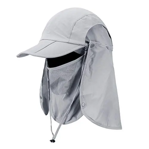 CRISTGEE foldable sun cap with attached face mask and neck flap