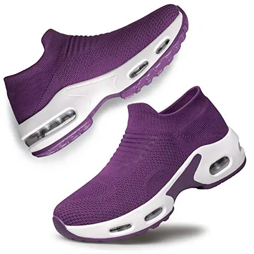 YHOON women's slip-on running sneakers in dark purple