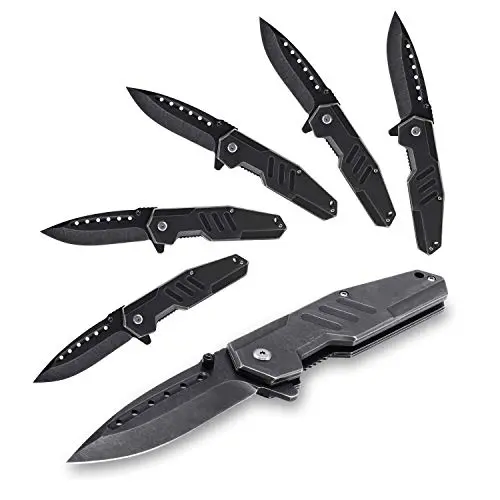 Lichamp six pack of black folding pocket knives