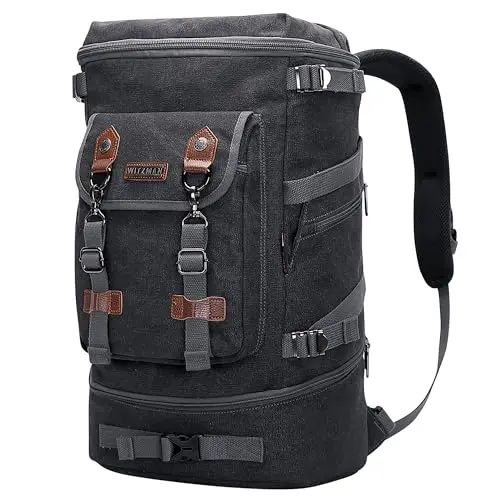 WITZMAN canvas and leather backpack converted into a duffel bag