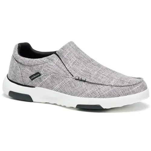 OrthoComfoot men's orthopedic durable sneakers in light grey canvas