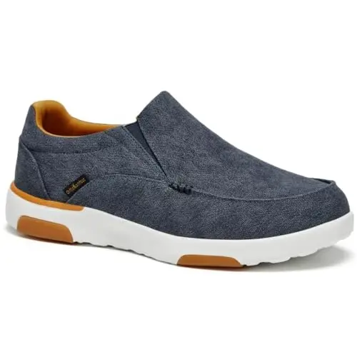 OrthoComfoot orthopedic boat shoes for men with denim upper