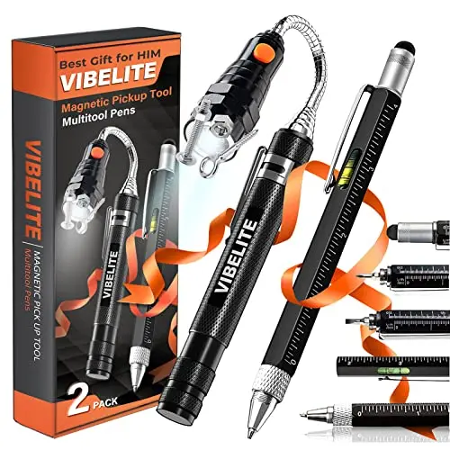 VIBELITE black magnetic telescoping pickup tool and aluminum multitool pen