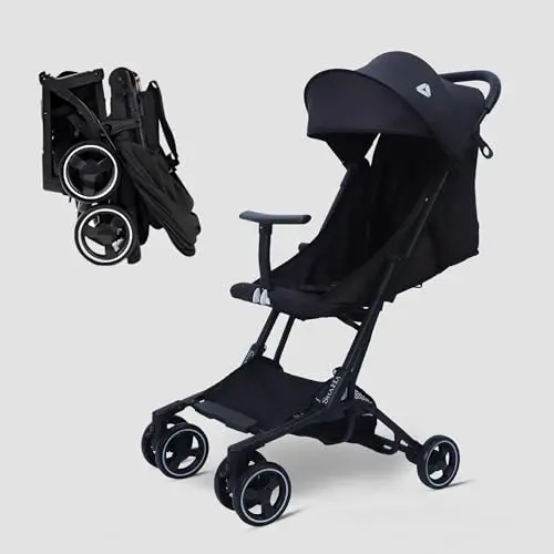 ShaHa lightweight travel stroller with all-wheel suspension and mesh seat