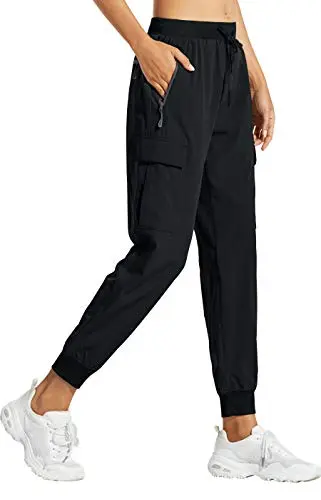 LIBIN Women's lightweight cargo joggers with quick-dry fabric.