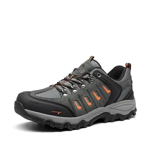 NORTIV 8 low-top leather hiking shoe with breathable mesh lining