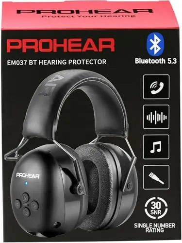 PROHEAR 037 black Bluetooth hearing protection earmuffs