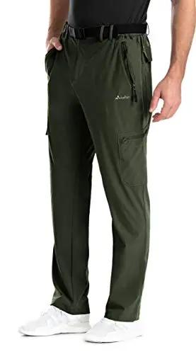 Clothin men's elastic waist travel pants in a neutral color, featuring multiple pockets.