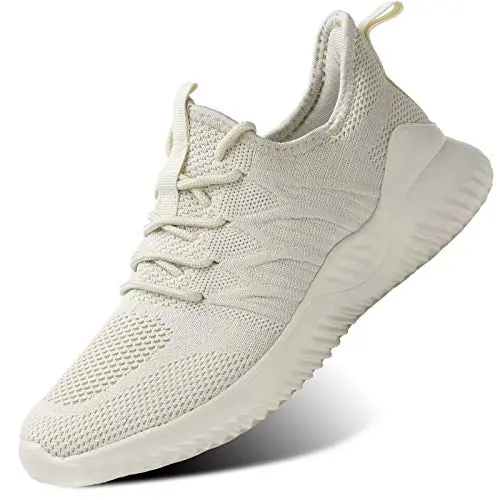 Zapatos de Mujer women's lightweight slip-on sneakers in beige with mesh upper