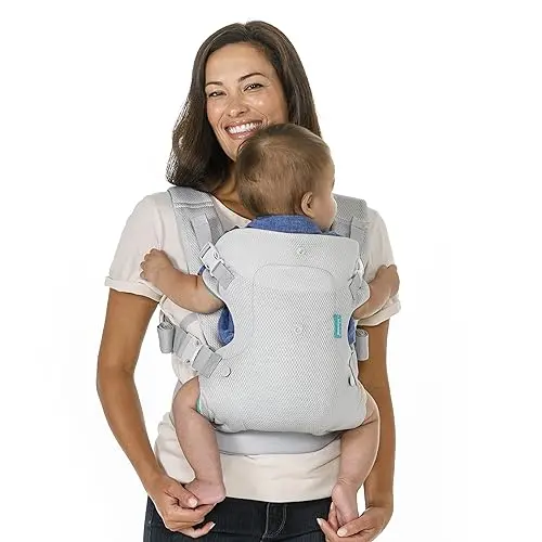 Infantino Flip 4-in-1 Light & Airy baby carrier in light grey.