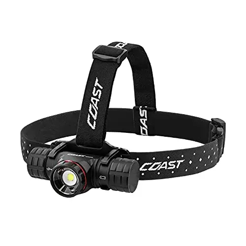Coast XPH34R high-lumen headlamp detaching from headband to become a flashlight