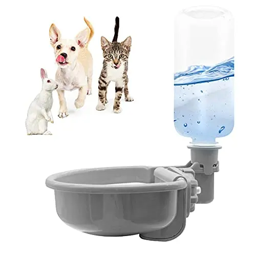 Vannon grey gravity-fed water bottle and bowl dispenser for small animal cages