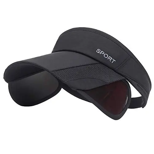 Summer sun visor hat for women with retractable side brims in black