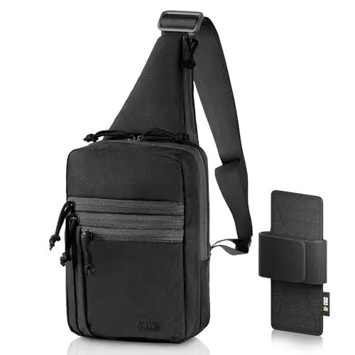 M-Tac compact tactical sling bag with hook-and-loop holster panel