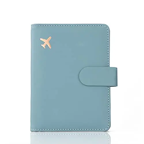 Greyish green premium leather passport case with pen loop