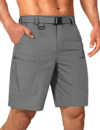 Shallowlulu Men's Cargo Hiking Shorts in grey with multiple pockets