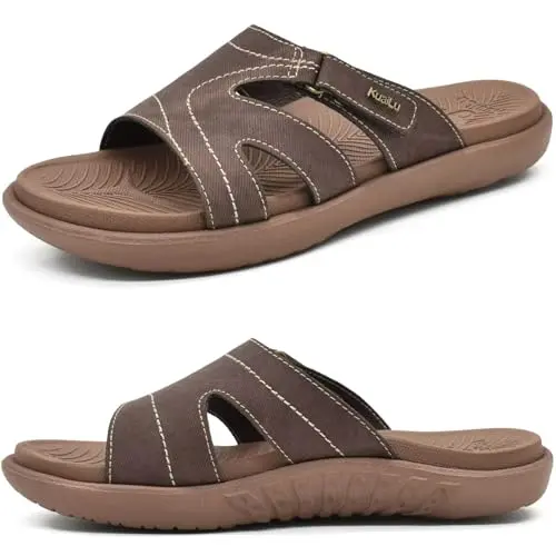 KuaiLu Women's Fashion Orthotic Slides with adjustable buckle