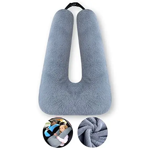 FHSGGP large gray U-shaped car seat pillow for kids