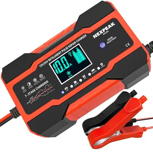 NEXPEAK NC201 10-amp smart battery charger with LCD display