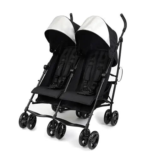 Summer Infant 3Dlite compact black double stroller with large storage baskets