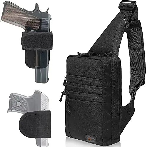 TECEUM black tactical crossbody bag with dual holsters