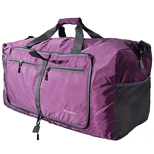 Woogwin 60L purple foldable waterproof duffel bag