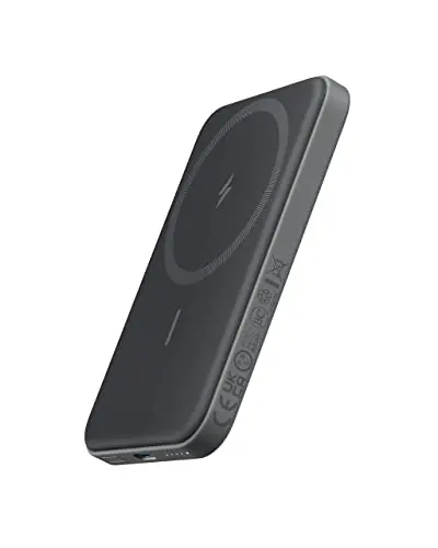 Anker 621 MagGo magnetic wireless power bank attached to an iPhone