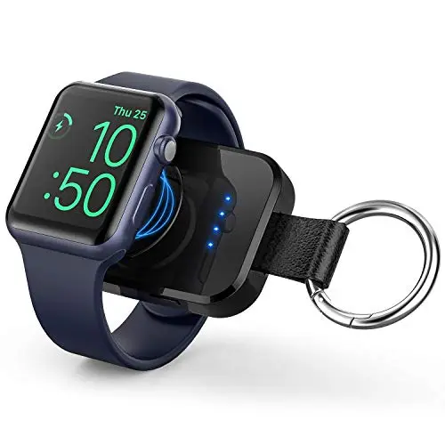 i.VALUX black portable wireless keychain charger for Apple Watch