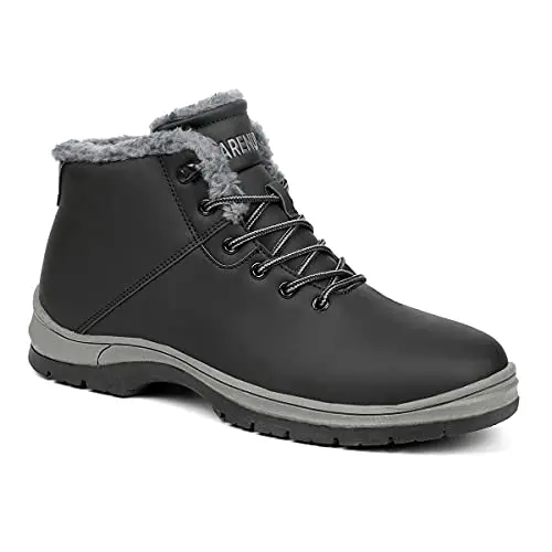 CARENURSE Men's Winter Snow Boots with fur lining