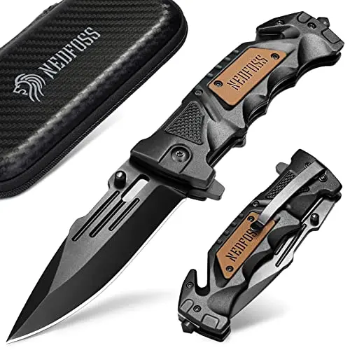 NedFoss DA75 folding knife with seatbelt cutter and glass breaker