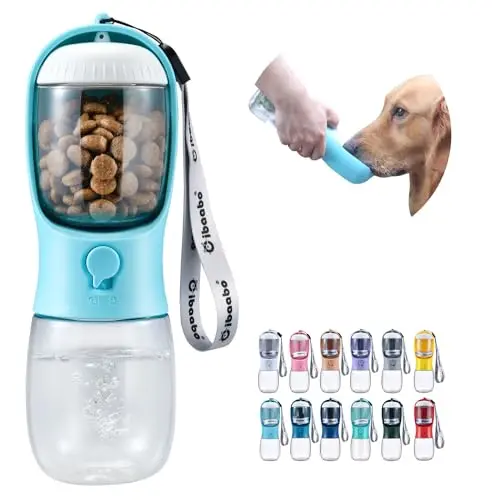 Cibaabo compact dog water bottle with attached food container