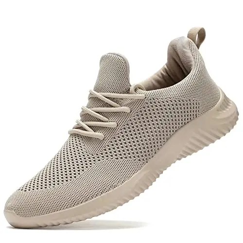 Wrezatro men's slip-on mesh sneaker in khaki color
