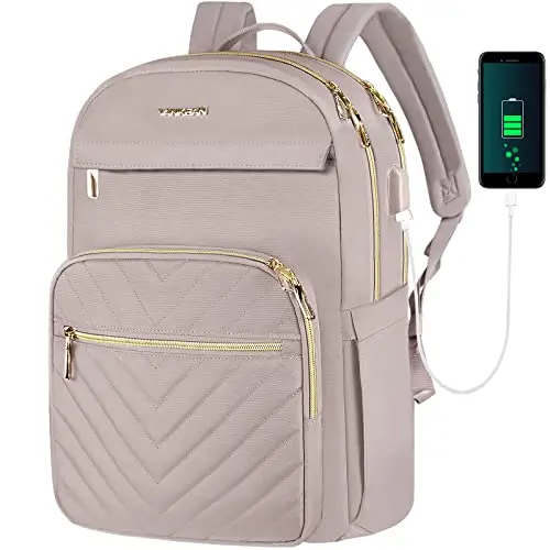 VANKEAN stylish light dusty pink waterproof laptop backpack for women