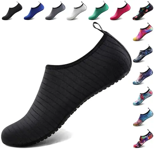 Athumbile water socks or aqua shoes folded and packed for travel