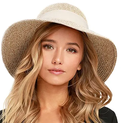 FURTALK women's foldable straw beach hat with wide brim