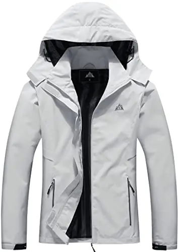 MOERDENG women's waterproof rain jacket with adjustable hood